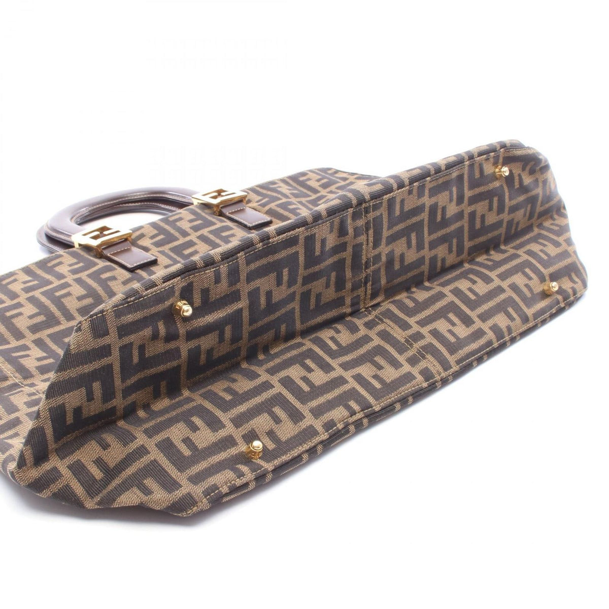 Fendi Tote Zucca Brown Black Canvas Leather Handbag — view 7