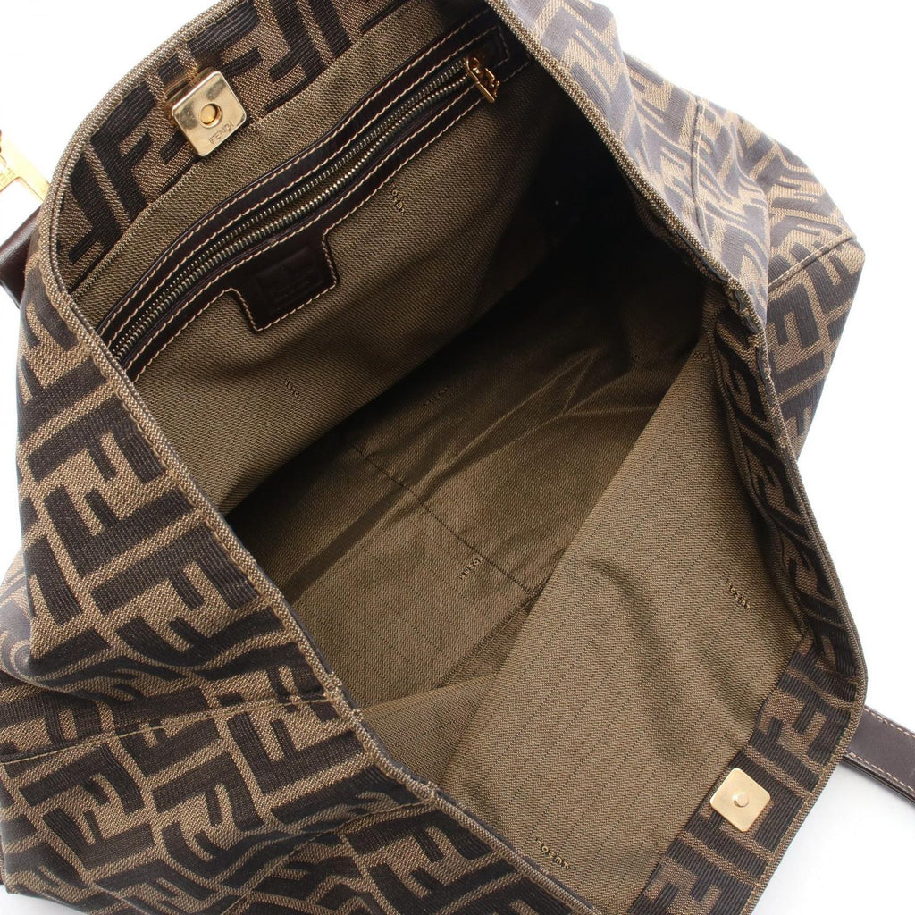 Fendi Tote Zucca Brown Black Canvas Leather Handbag — view 3