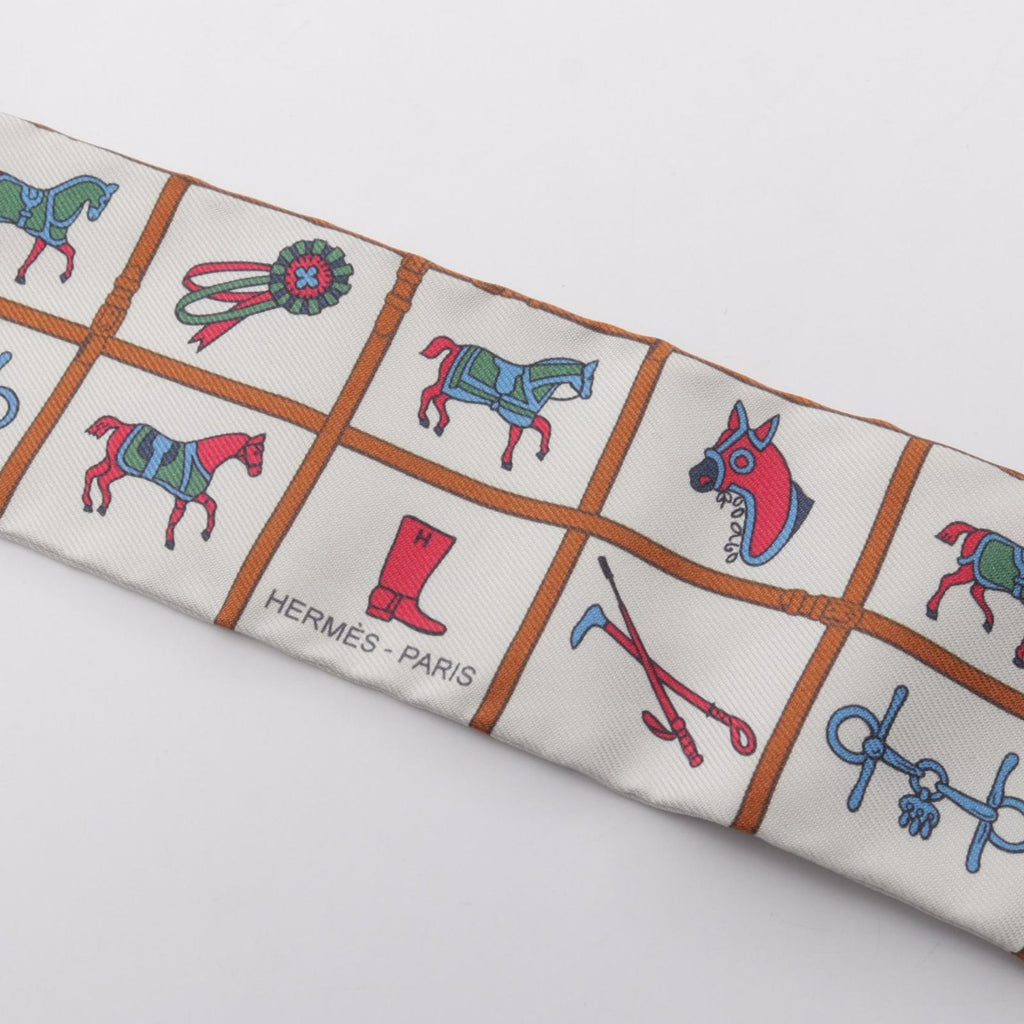 Hermes Scarf Twilly Couvertures Et Tenues de Jour Ribbon Silk — view 6