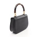 Gucci Handbag Bamboo 99 000 Black Leather Top Handle Hand Bag — view 2