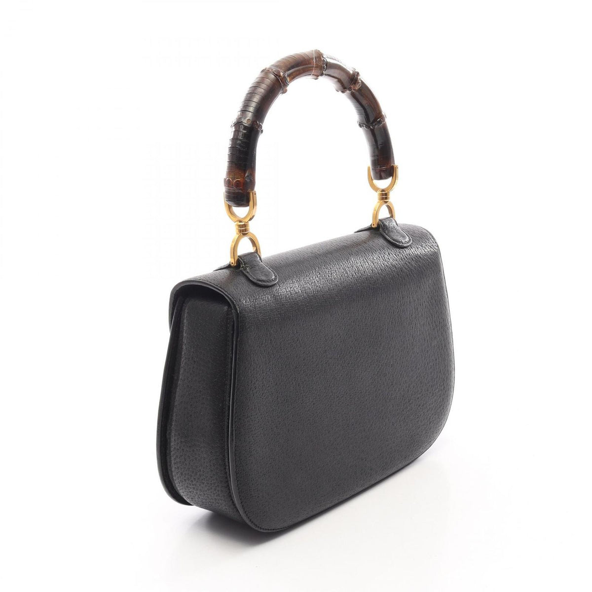 Gucci Handbag Bamboo 99 000 Black Leather Top Handle Hand Bag — view 2