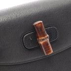 Gucci Handbag Bamboo 99 000 Black Leather Top Handle Hand Bag — view 8