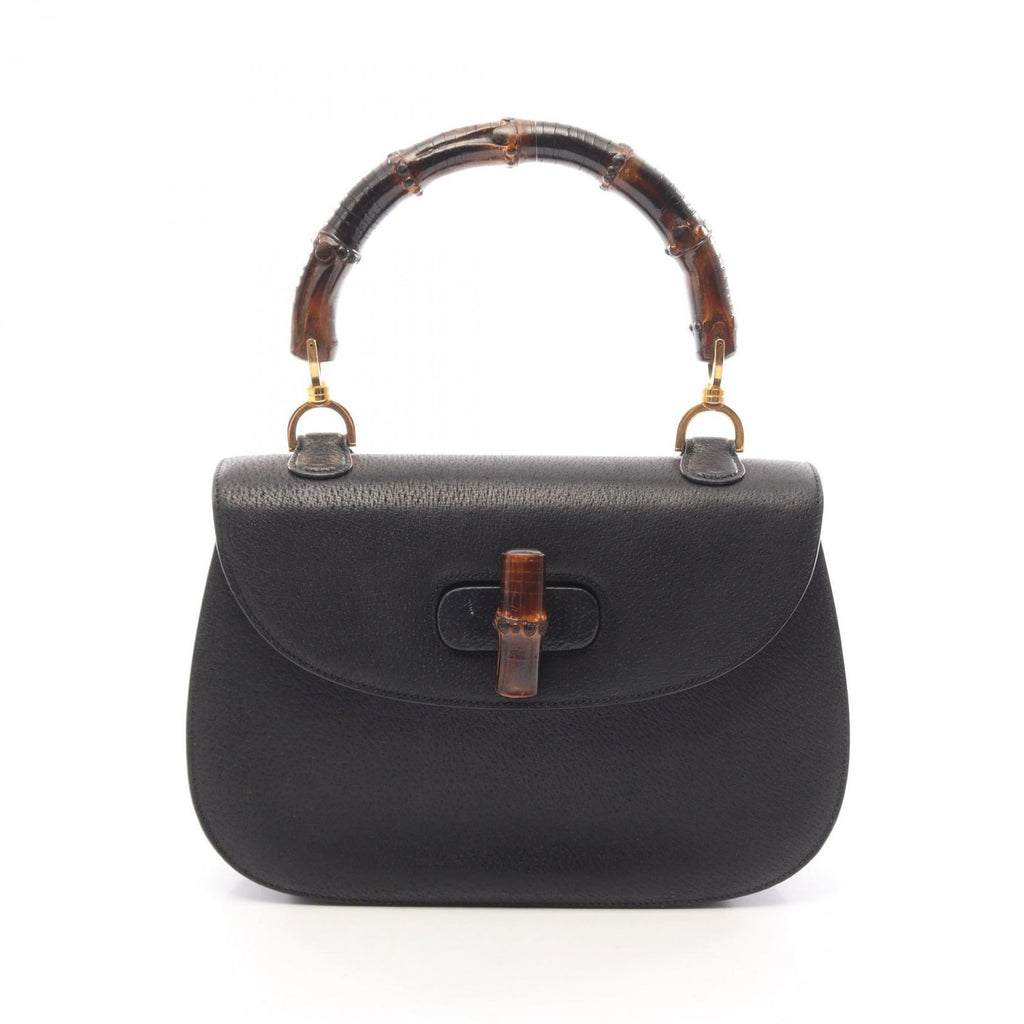 Gucci Handbag Bamboo 99 000 Black Leather Top Handle Hand Bag