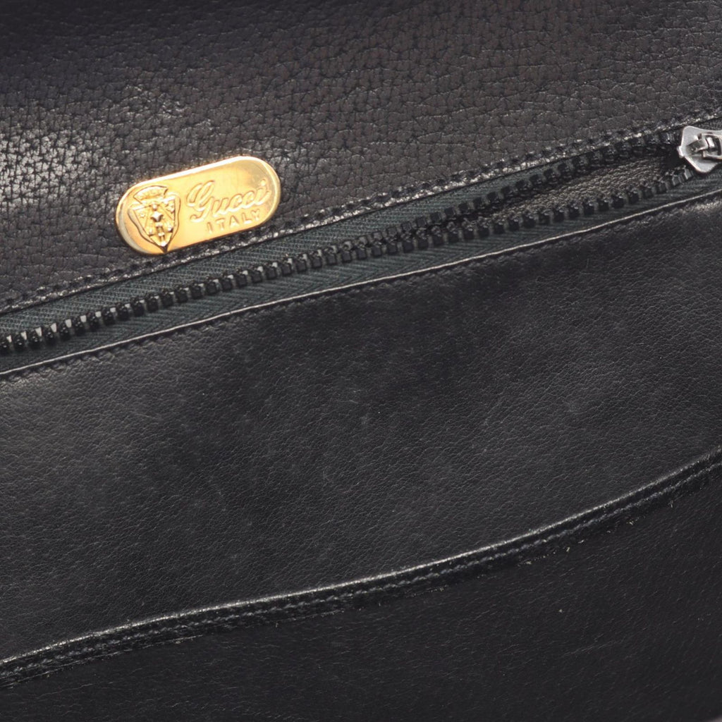 Gucci Handbag Bamboo 99 000 Black Leather Top Handle Hand Bag — view 5