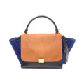 Celine Handbag Trapeze Medium 2-Way Brown Black Blue Leather