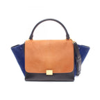 Celine Handbag Trapeze Medium 2-Way Brown Black Blue Leather