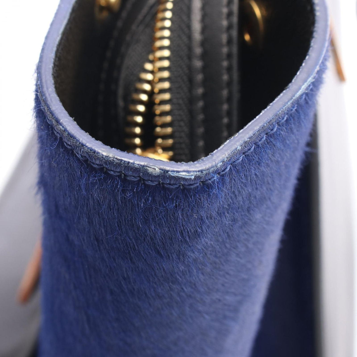Celine Handbag Trapeze Medium 2-Way Brown Black Blue Leather — view 8