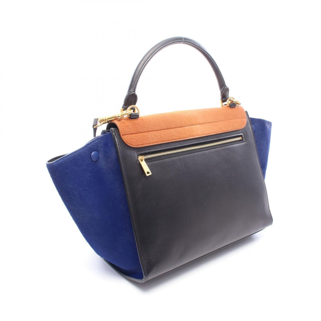 Celine Handbag Trapeze Medium 2-Way Brown Black Blue Leather — view 2