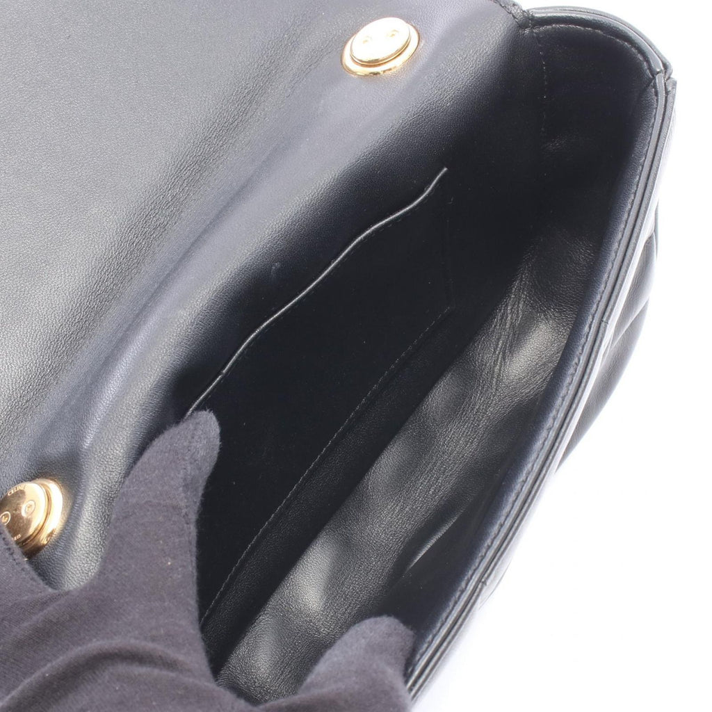 Celine Shoulder Bag Monochrome Black Leather Matelasse Chain — view 3