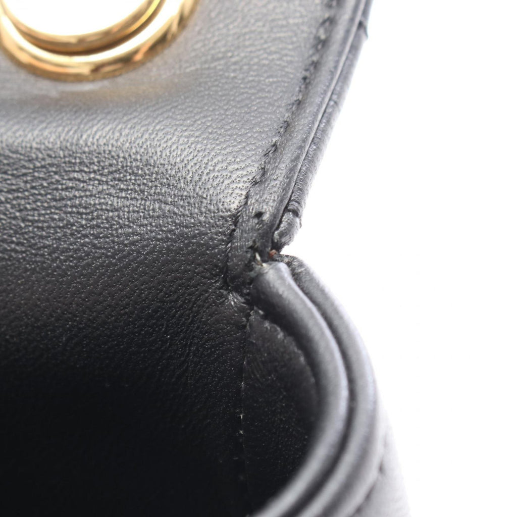 Celine Shoulder Bag Monochrome Black Leather Matelasse Chain — view 7