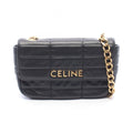 Celine Shoulder Bag Monochrome Black Leather Matelasse Chain