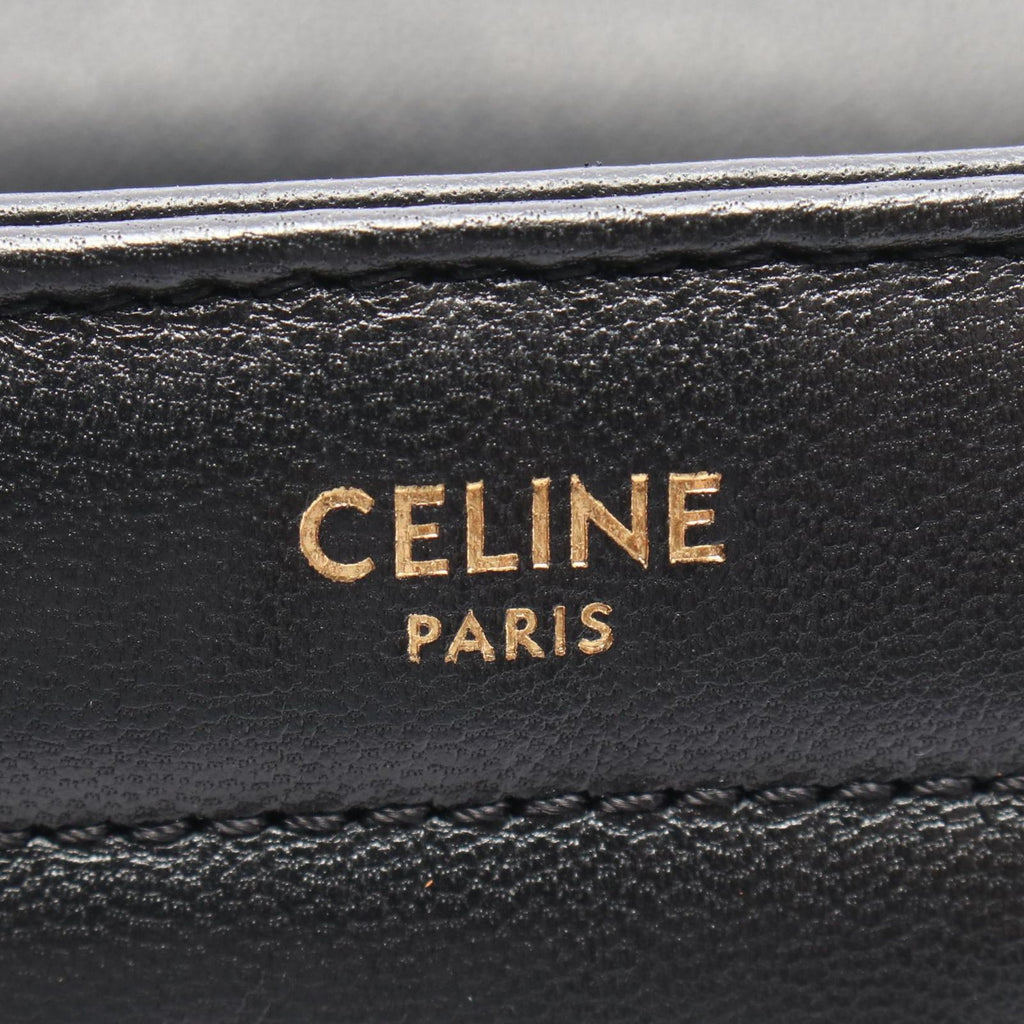 Celine Shoulder Bag Monochrome Black Leather Matelasse Chain — view 4
