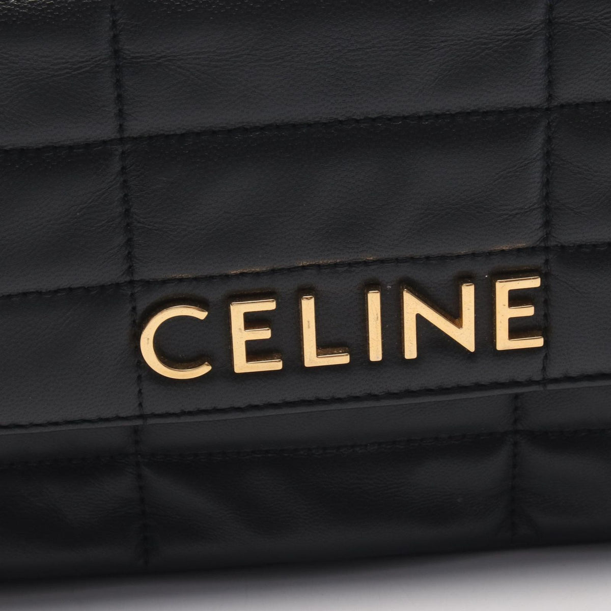 Celine Shoulder Bag Monochrome Black Leather Matelasse Chain — view 8