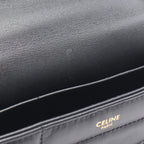 Celine Shoulder Bag Monochrome Black Leather Matelasse Chain — view 6