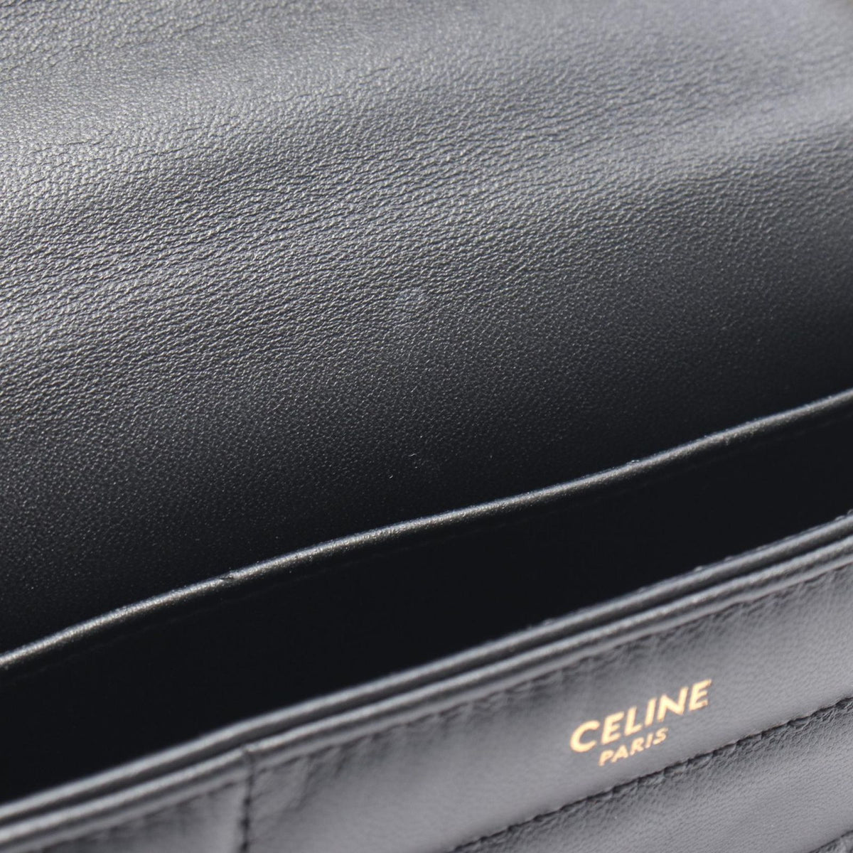 Celine Shoulder Bag Monochrome Black Leather Matelasse Chain — view 6
