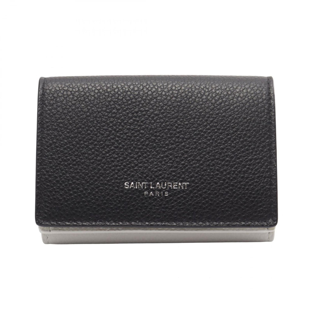 Saint Laurent Paris Trifold Wallet Tiny Compact Black White Leather