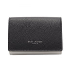 Saint Laurent Paris Trifold Wallet Tiny Compact Black White Leather