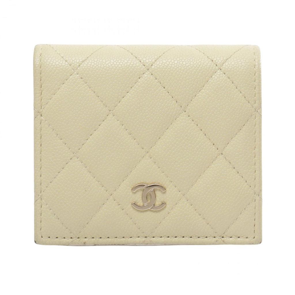 Chanel Bifold Wallet Quilted Classic Small Yellow Caviar Leather