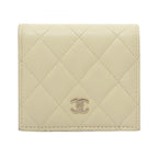 Chanel Bifold Wallet Quilted Classic Small Yellow Caviar Leather