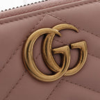 Gucci Round Wallet GG Marmont Zip Around Light Pink Leather — view 5