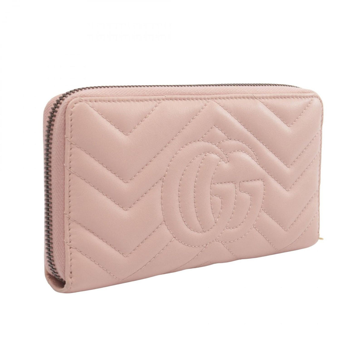 Gucci Round Wallet GG Marmont Zip Around Light Pink Leather — view 2