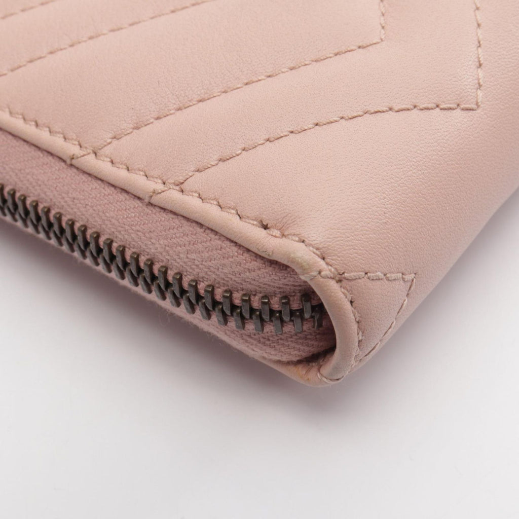 Gucci Round Wallet GG Marmont Zip Around Light Pink Leather — view 7