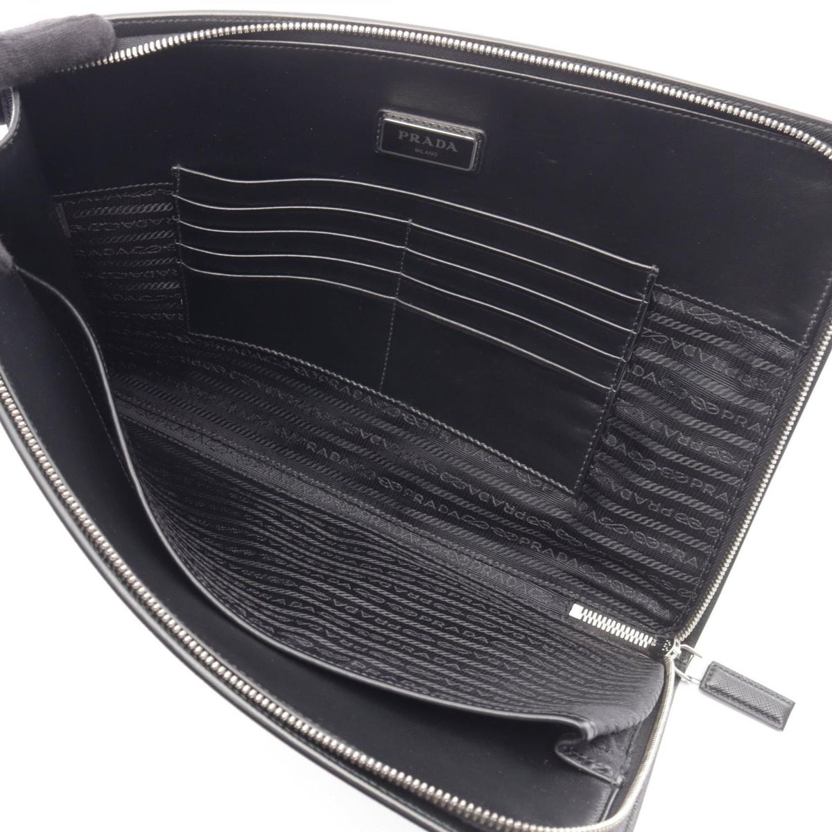 Prada Clutch Saffiano Travel Black Leather — view 3