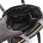 Prada Tote Bag 2-Way Black Nylon Saffiano Leather Triangle Logo — view 3
