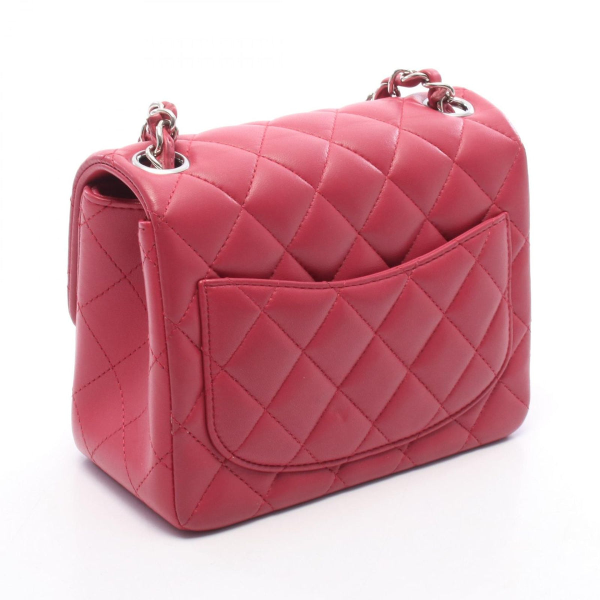 Chanel Shoulder Bag Mini Quilted Rose Pink Lambskin Chain — view 2