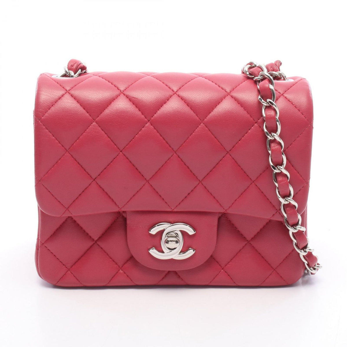 Chanel Shoulder Bag Mini Quilted Rose Pink Lambskin Chain
