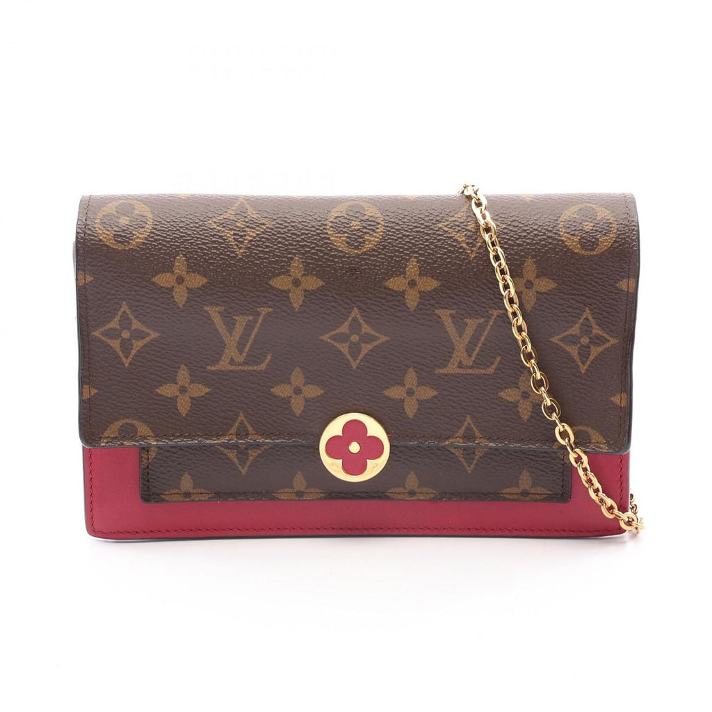 Louis Vuitton Shoulder Bag Portefeuille Flor Chain Monogram Fuchsia Leather