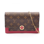 Louis Vuitton Shoulder Bag Portefeuille Flor Chain Monogram Fuchsia Leather