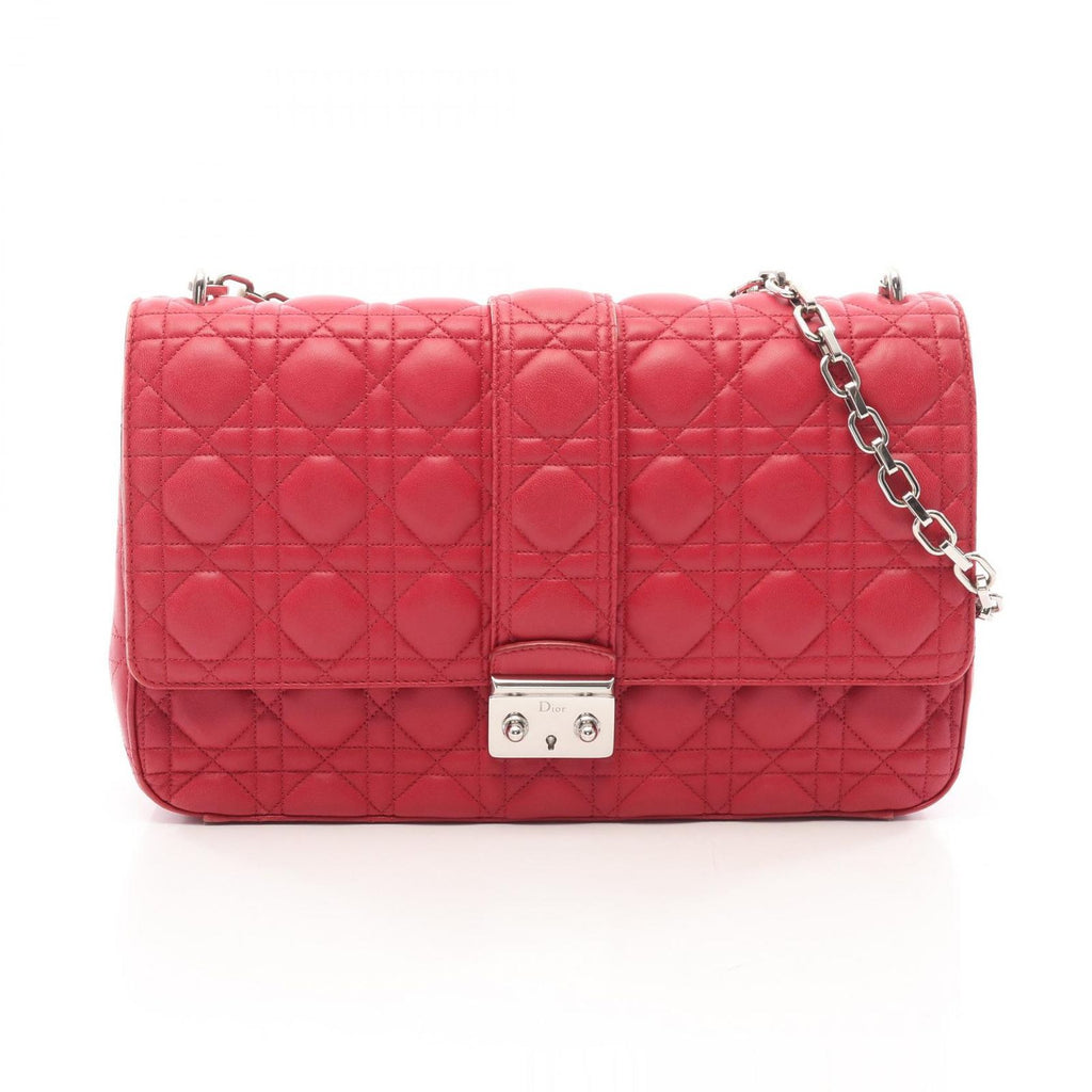 Dior Shoulder Bag Miss Dior Cannage Red Leather Chain