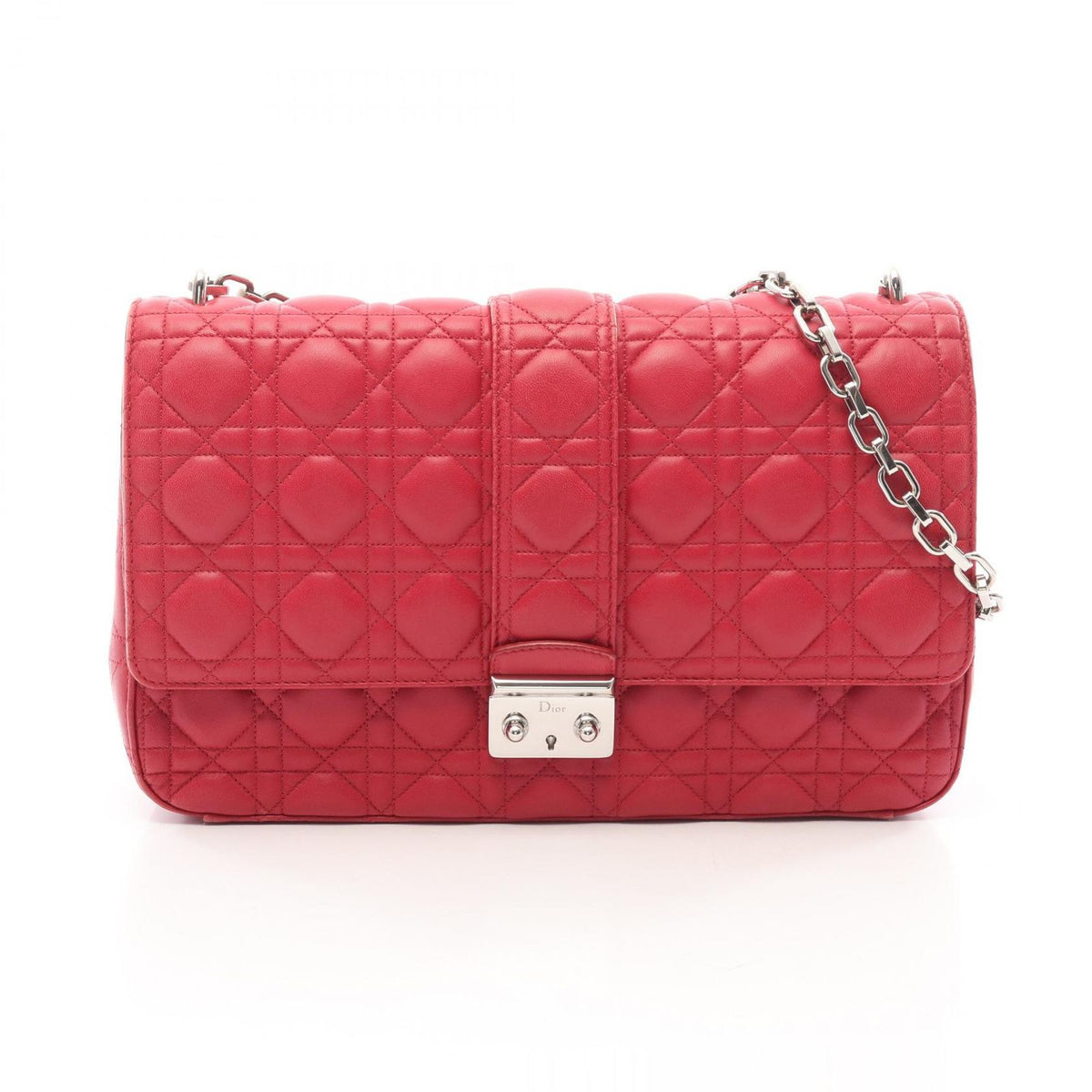 Dior Shoulder Bag Miss Dior Cannage Red Leather Chain
