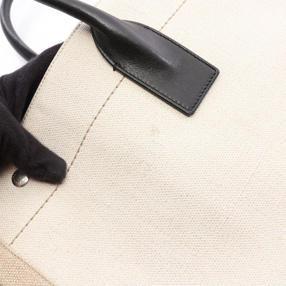 Saint Laurent Paris Tote Bag Rive Gauche Noe Ivory Black Leather Large — view 6