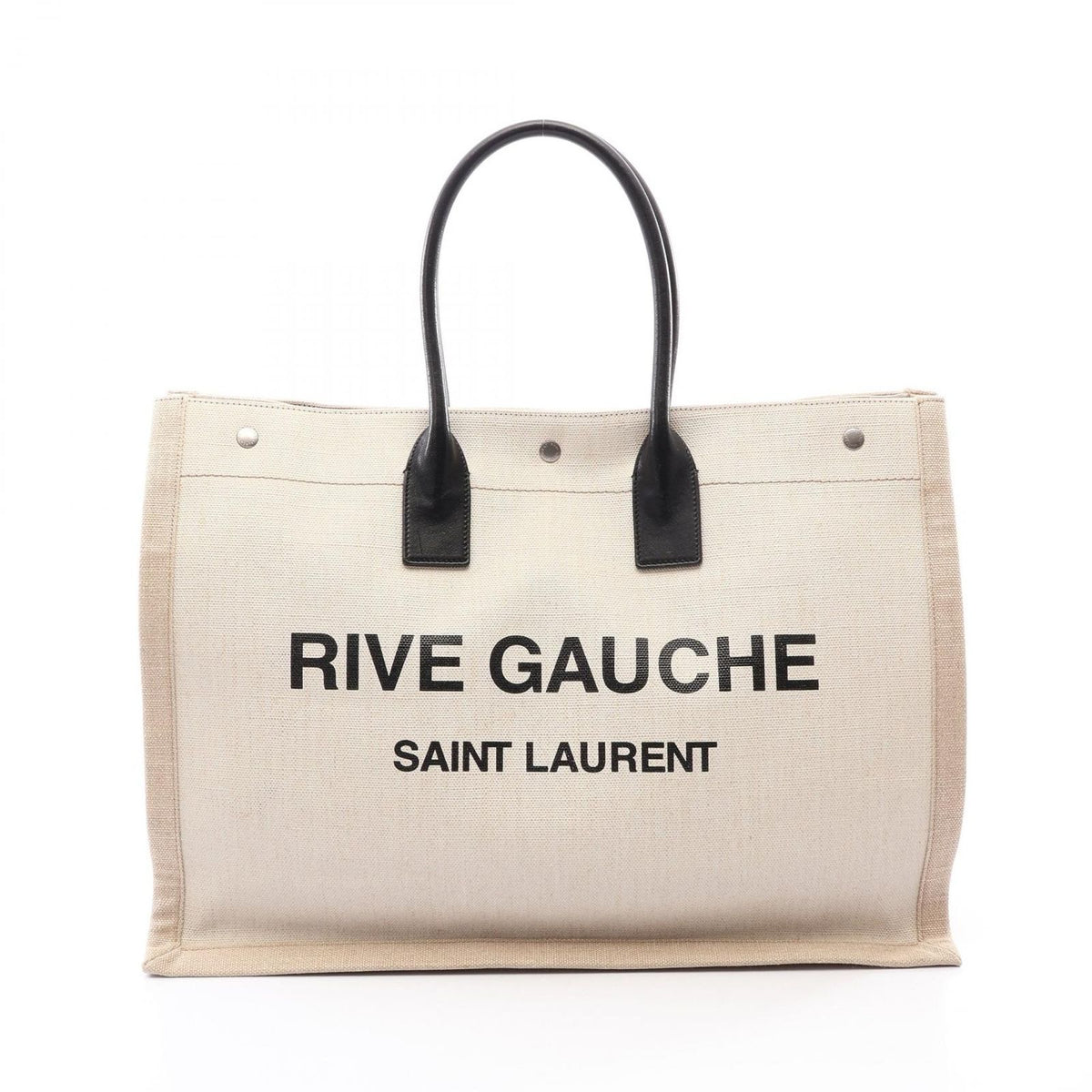 Saint Laurent Paris Tote Bag Rive Gauche Noe Ivory Black Leather Large