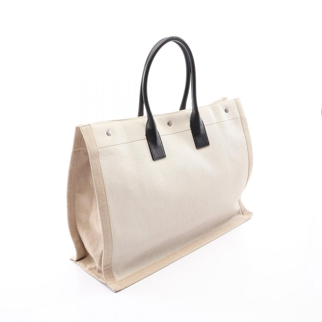 Saint Laurent Paris Tote Bag Rive Gauche Noe Ivory Black Leather Large — view 2