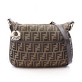 Fendi Shoulder Bag Zucca Brown Black Canvas Leather