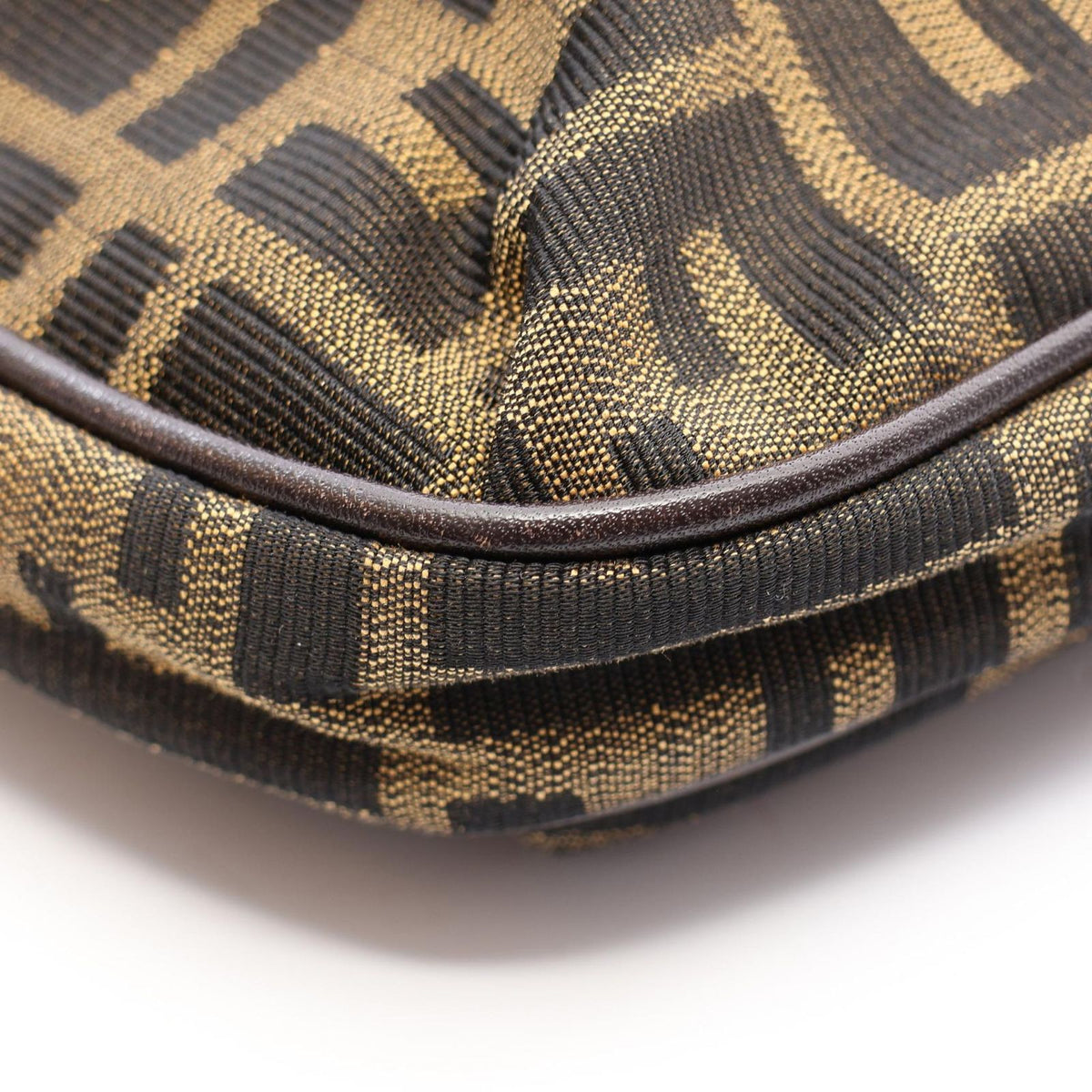 Fendi Shoulder Bag Zucca Brown Black Canvas Leather — view 8