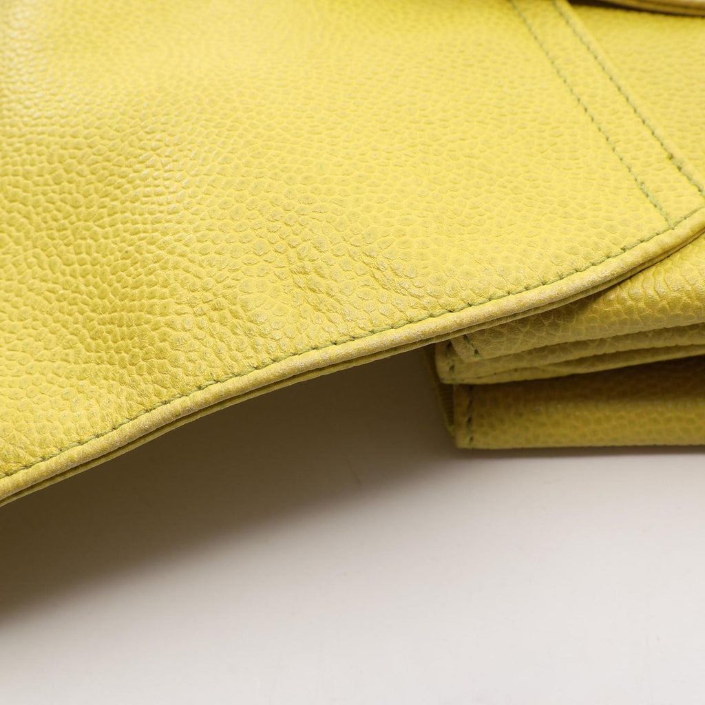 Chanel Backpack CC Logo Yellow Caviar Leather Chain — view 8