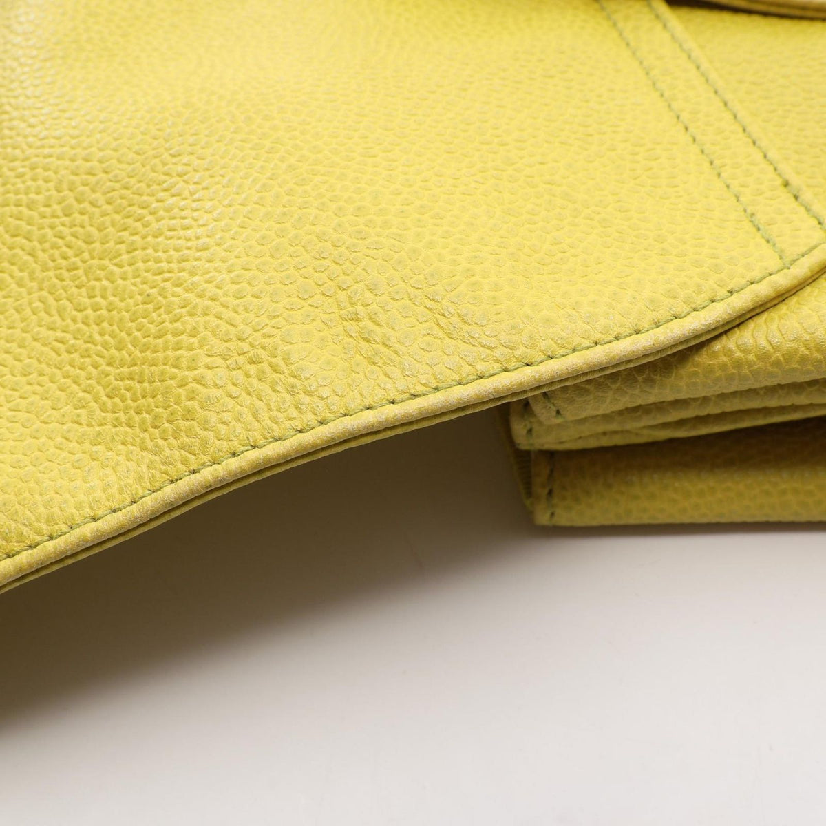 Chanel Backpack CC Logo Yellow Caviar Leather Chain — view 8