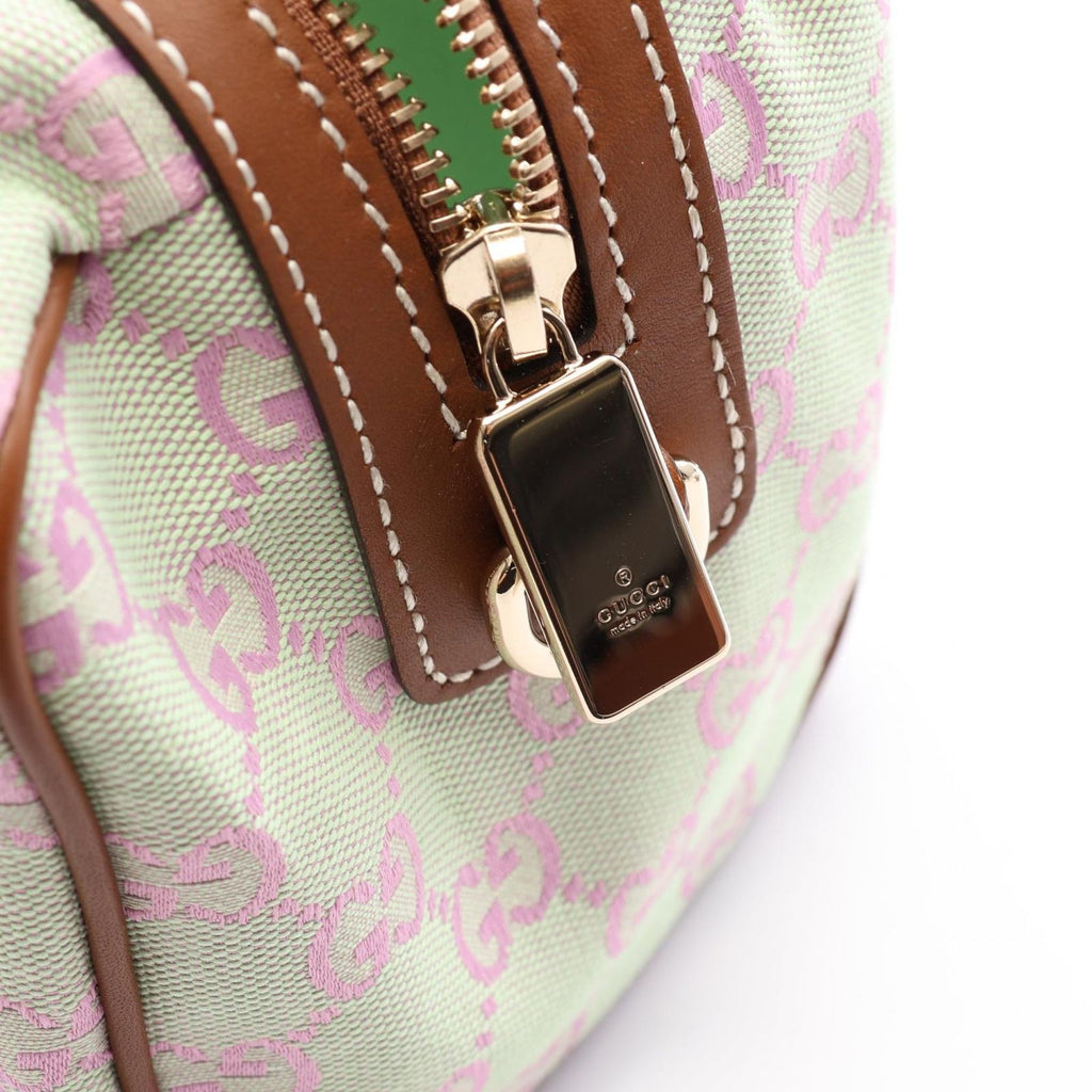 Gucci GG Canvas Sherry Line 2-Way Ivory Pink Green Mini Boston Bag — view 6