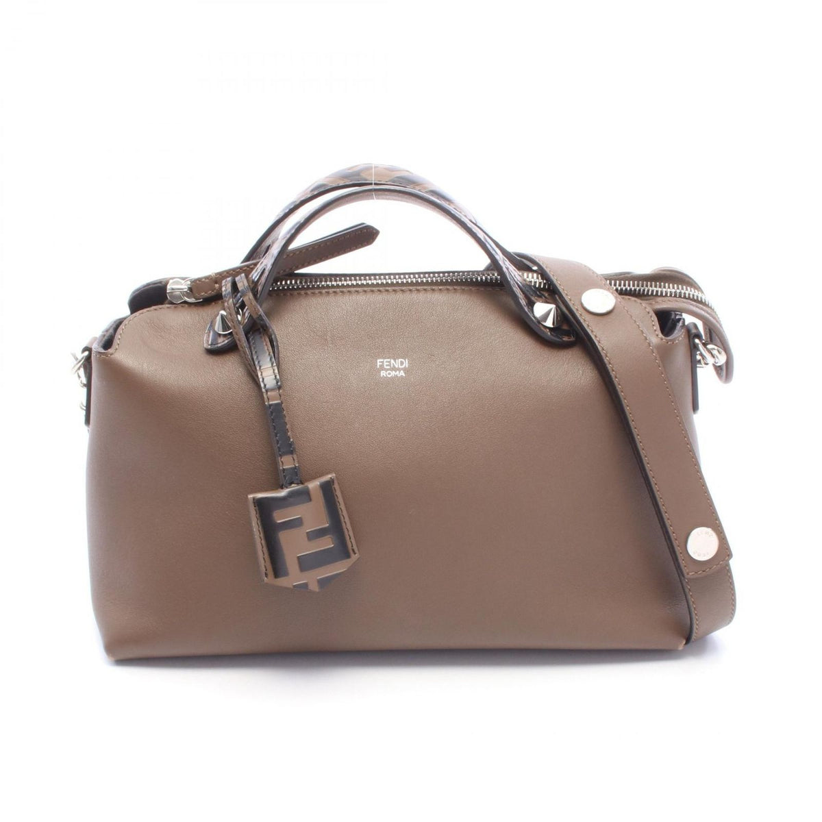 Fendi Handbag by the Way Medium Zucca Brown Black Leather