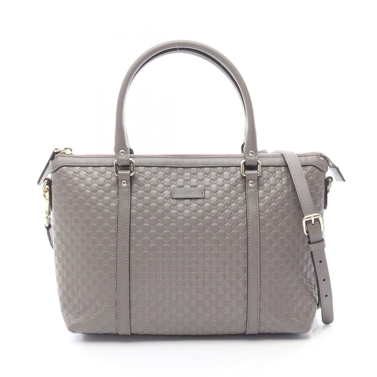 Gucci Handbag Micro Guccissima 2-Way Gray Leather