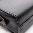 Prada Shoulder Bag Saffiano Soft Calfskin Black Leather Metal Logo — view 5