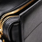 Prada Shoulder Bag Saffiano Soft Calfskin Black Leather Metal Logo — view 6