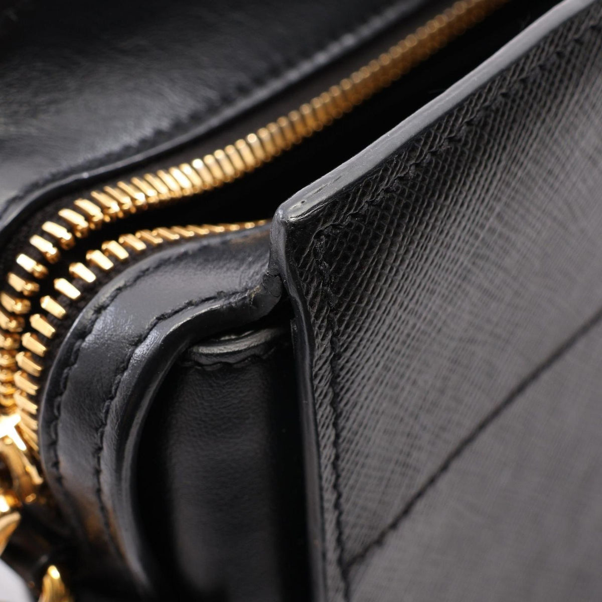 Prada Shoulder Bag Saffiano Soft Calfskin Black Leather Metal Logo — view 6