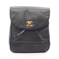 Chanel Backpack Triple Coco Black Caviar Leather Chain