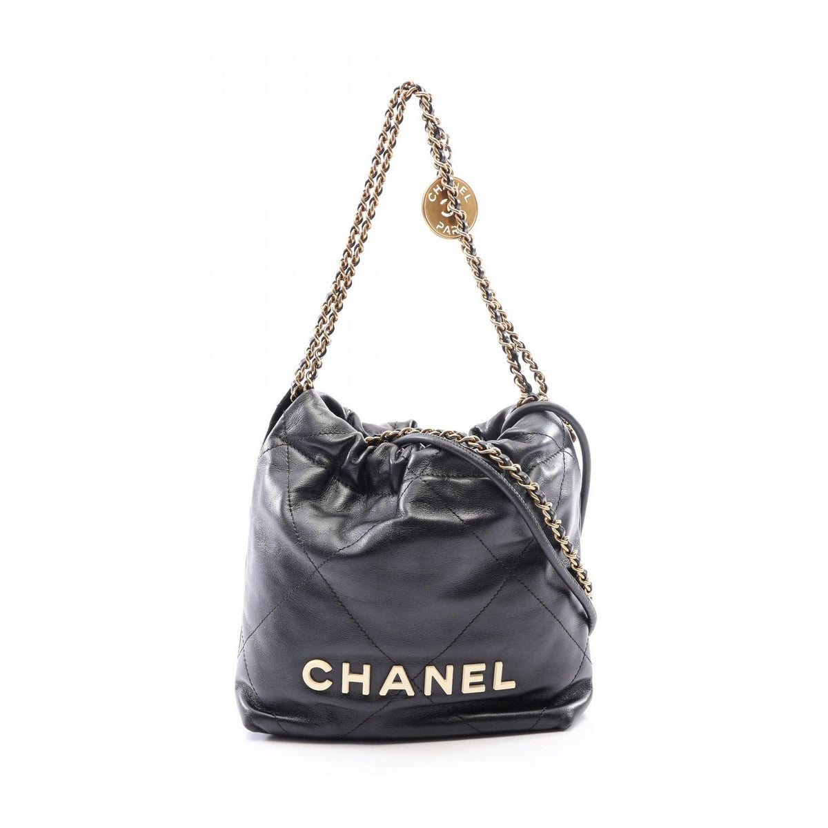 Chanel Shoulder Bag Chanel 22 Mini 2-Way Black Leather Chanel 22 Quilted Chain