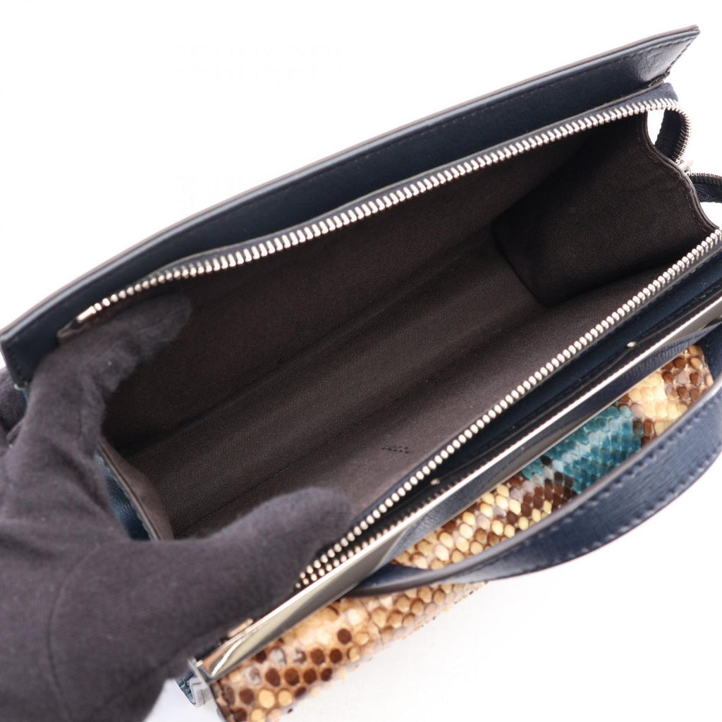Fendi Handbag Demi Jour Piccola Gray Navy Multi Leather Exotic — view 4